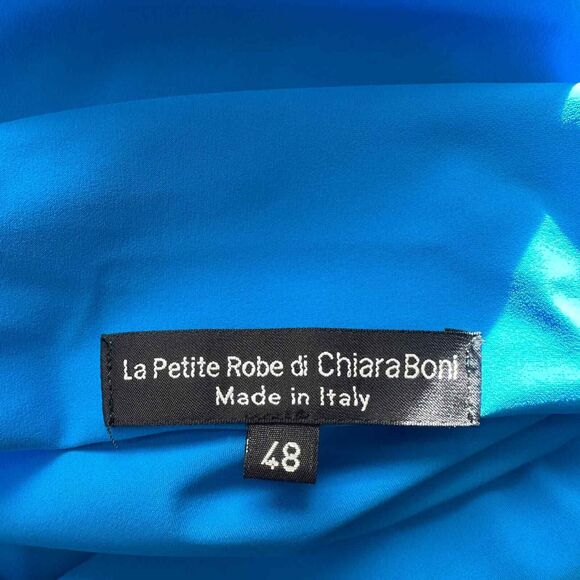 Chiara Boni La Petite Cobalt Gathered Cowl Neck Dress cocktail party Size 48 - Picture 4 of 15